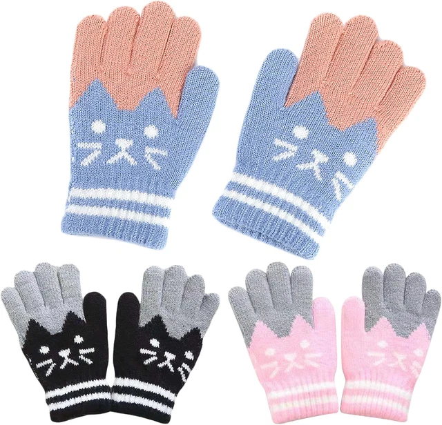 Maglia Inter Bambino 6 Paio Guanti Invernali In Maglia Per Bambini,Guanti A Dita Scaldacollo Bambina