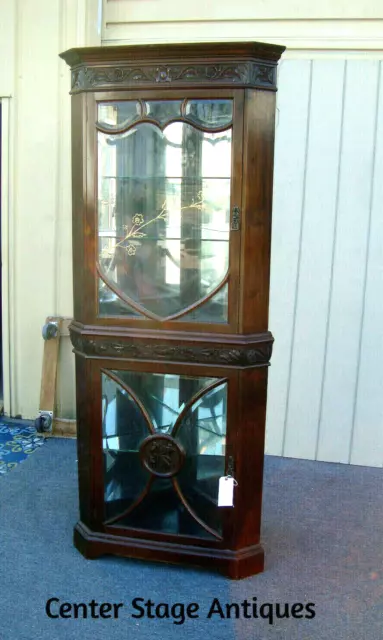 61752 Antique Victorian Corner China Cabinet Curio VERY RARE 61752 Antique Victorian Corner China Cabinet Curio VERY RARE