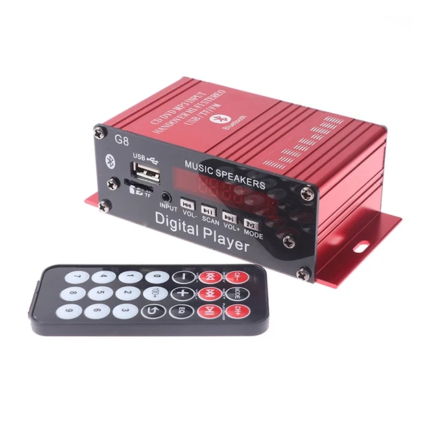 Mini Amplificateur Stéréo 2.1 Voiture & Maison – 15W×2 + 20W Sub – Alu, Bluetooth Compatible, Contrôles Aigus/Basses/Volume