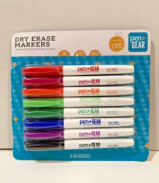 Pen+Gear Dry Erase Markers 8 Count Chisel Tips Assorted Colors
