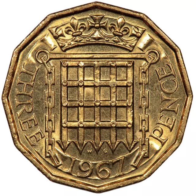 1967 Queen Elizabeth Ii Brass Threepence (3D) (#4015)