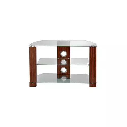 AVS-L630-800 / 3WC Ttap Group Clear Glass And Walnut Tv Stand With 3 Shelves