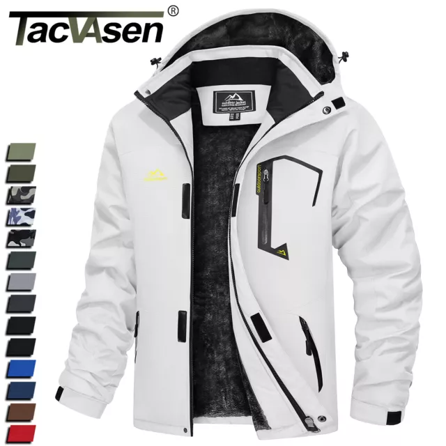 Men's Waterproof Ski Jacket Winter Warm Jackets Snow Thermal Fleece Work Coat US