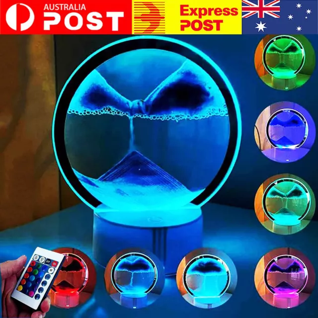 Moving Sand Art Table Lamp LED Quicksand Night Light 3D Flowing Sand Hourglass