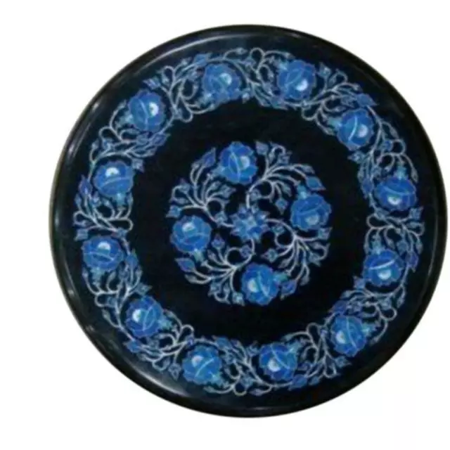 12'' black Marble table top Inlay pietra Dura Home garden coffee center Decor b2