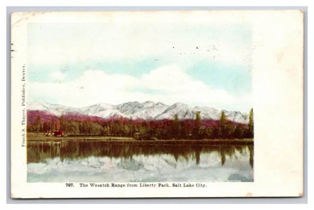 1907 Salt Lake City UT Utah Wasatch Range View from Liberty Park Postcard Und