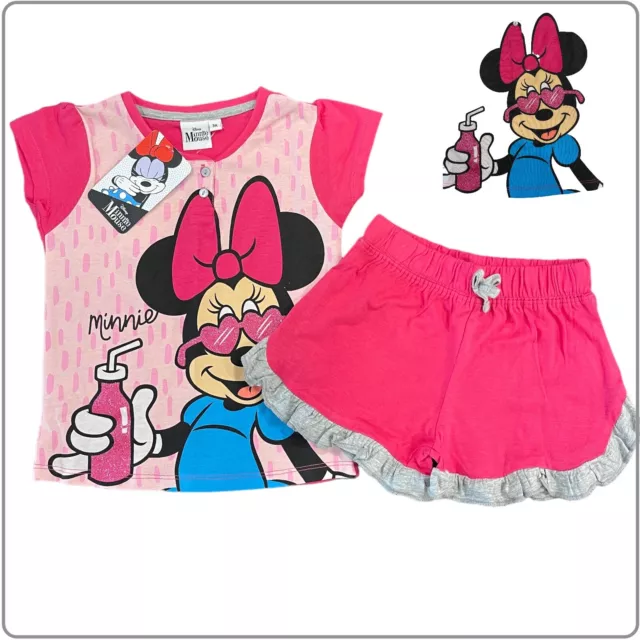 Pigiama corto da bambina bimba in cotone estivo manica corta MINNIE MOUSE DISNEY