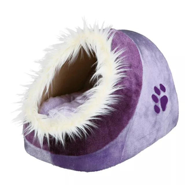 Trixie Minou Cuddly Foam/Plush Small Dog Bed Cuddly Cat Cave - Purple 35x26x41cm