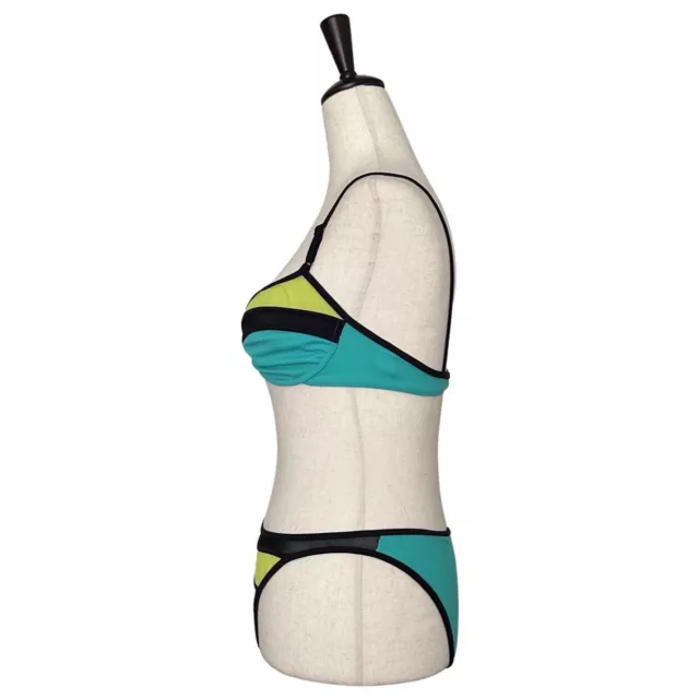 Karla Colletto 3 Piece Swimsuit Mesh Bikini & Skirt Coverup Colorblock Neon Sz 6 3