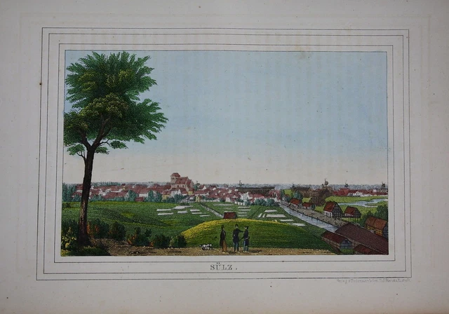 1840 - Malo Sülze Vista General Litografía Lisch Mecklenburgo