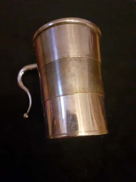 TASSE TIMBALE PIÉDOUCHE avec anse en étain vintage EUR 30,00 - FR