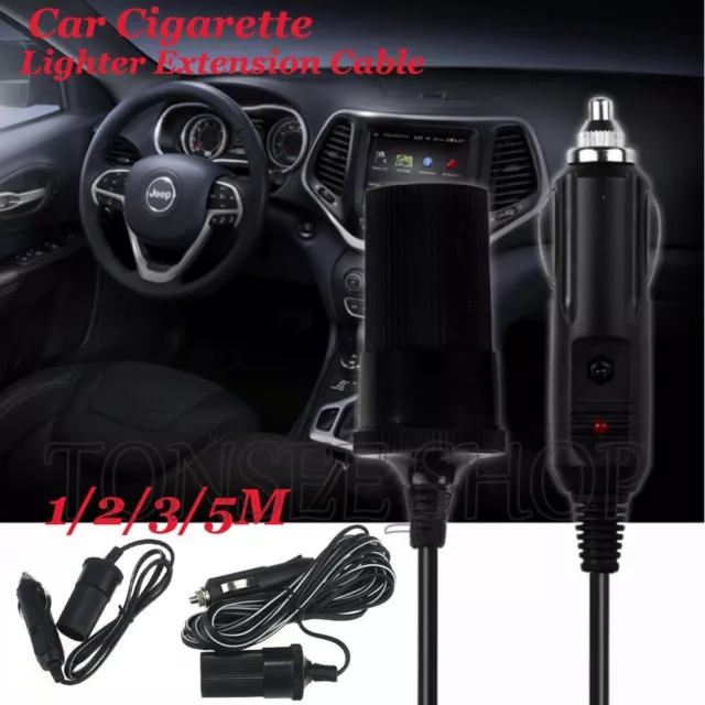 12V 10A Car Cigarette Lighter Socket Extension Extend Lead Cord Cable 1-5M