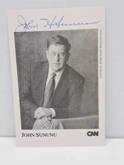 John Sununu Autographed Signed  4 X 6 Postcard CNN Political Analyst