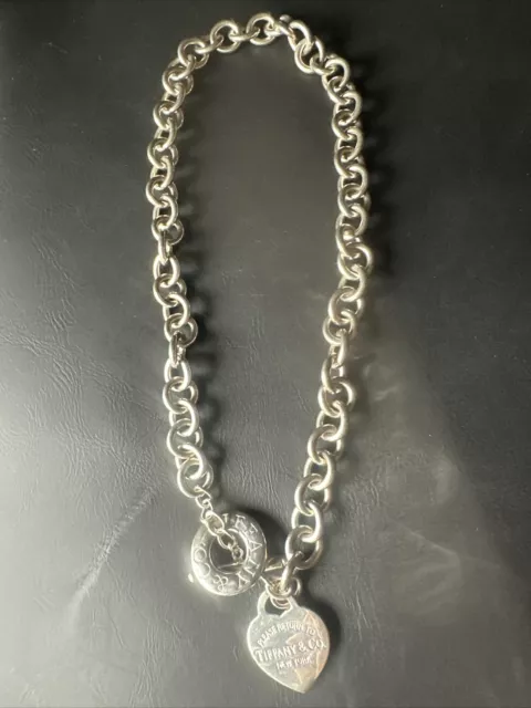 Tiffany & Co Sterling Silver 925 16" Heart Tag Toggle Chain Link Necklace