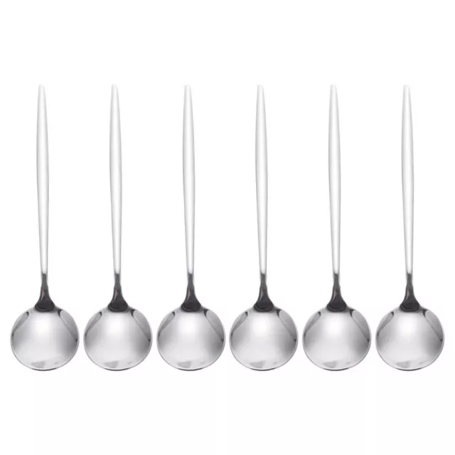 6pcs Spoon Set Stainless Steel Spoon Dessert Soup Spoons Table Dinner Spoons