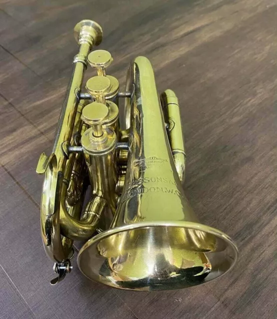 Polished Brass Bugle Instrument Pocket Trumpet With Vintage 3 Valve Flugel Horn