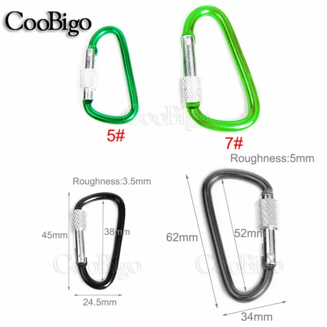 Metal Carabiner Key Chain Clip Snap Hook Karabiner Camping Screw Locking D-Ring