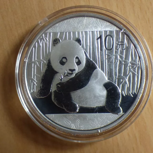 China 10 yuan Panda 2015 silver 99.9%, 30 g silver coin, within capsule (argent)