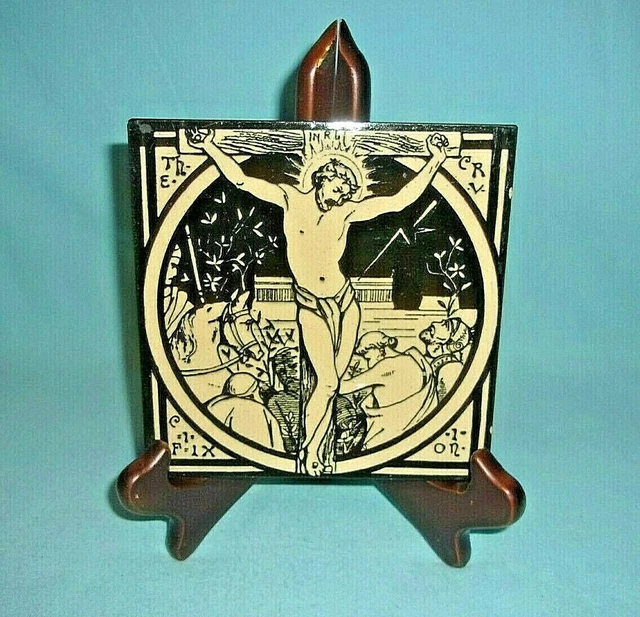 Mintons China Works Stoke On Trent Crucifixion Of Christ Vintage 6" Square Tile