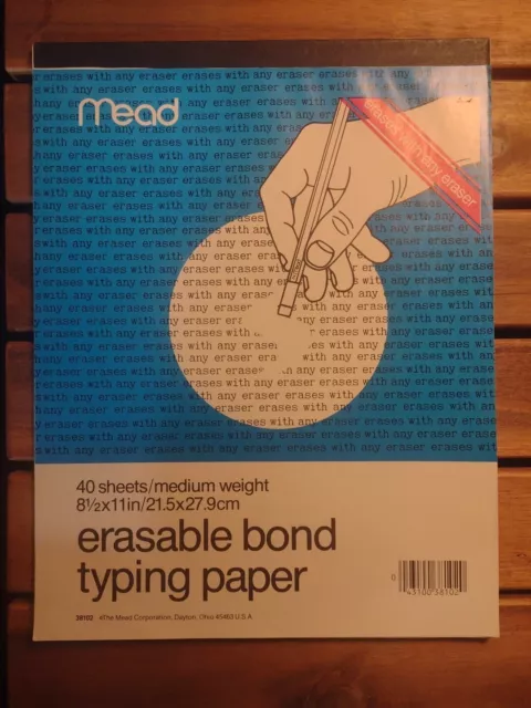 ❤️Mead Erasable Bond Typing Paper Medium Weight 8.5x11 USA Collectable +  Smith