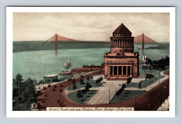 New York City NY-Aerial Grant's Tomb, Hudson River Bridge, Vintage Postcard