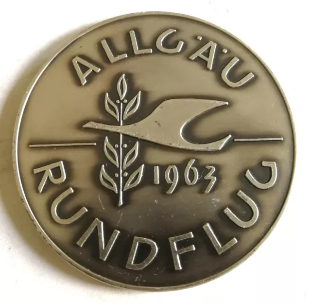 Medaille Allgäu Rundflug 1963 silberfarbig Emblem Flugsport Andenken Sammler
