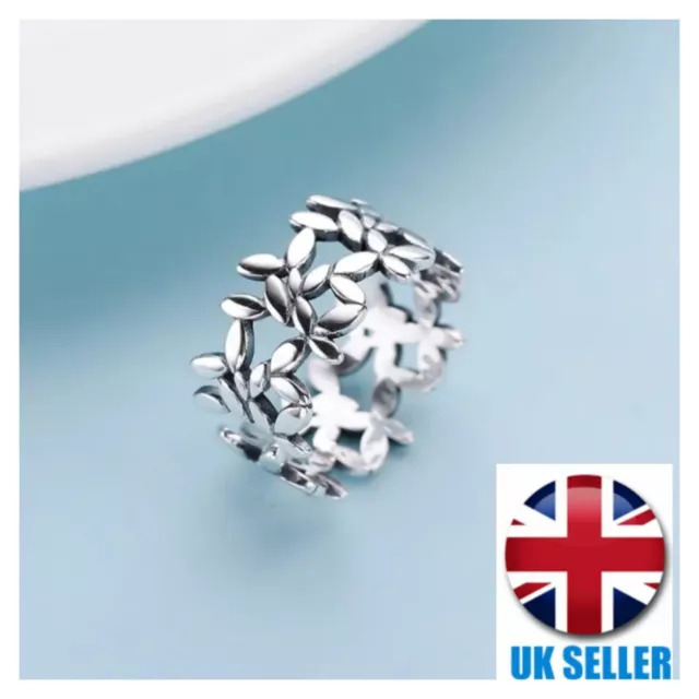 925 Sterling Silver Adjustable Ring elegant Flower Link Thumb Finger Ring UK