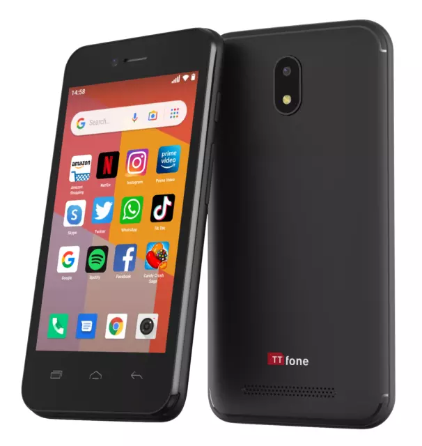 14day - TTfone TT20 Smart 3G Mobile Phone Android GO - 8GB - Dual Sim - Black