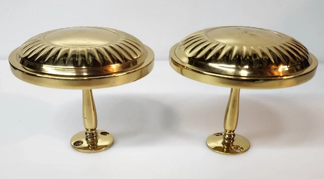 Solid Brass Drapery Curtain Hold Tie Backs Medallions Japan 4" Set Of 2 Vintage