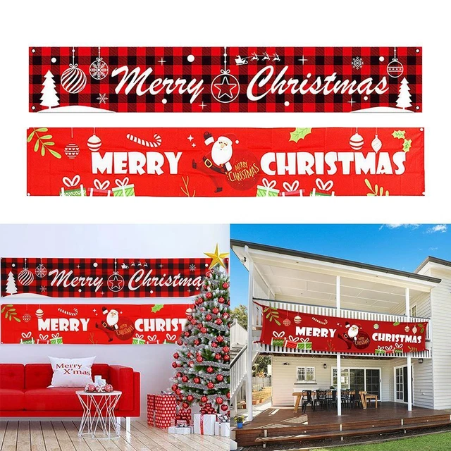 Große frohe helle Weihnachtsbanner Weihnachtshaus im Freien Dekor