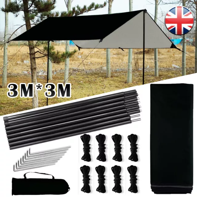 3mx3m Tent Tarp Hammock Rain Sun Shade Shelter Waterproof Camping Picnic Pad Mat