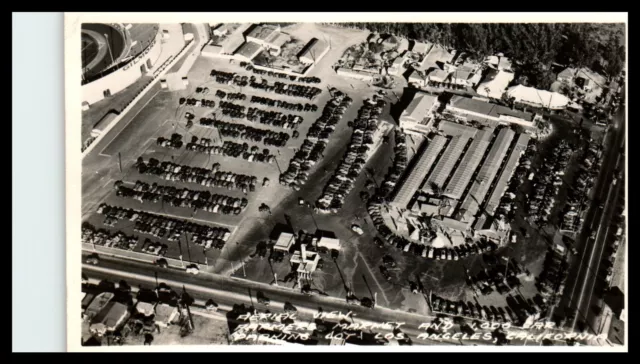 RPPC  Farmers Market Gilmore Field Los Angeles California 1930-1940's Aerial