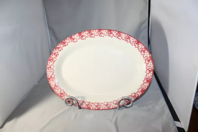 Roseville Workshops of Gerald E. Henn Red  Spongeware, 13 inch Oval Platter, New