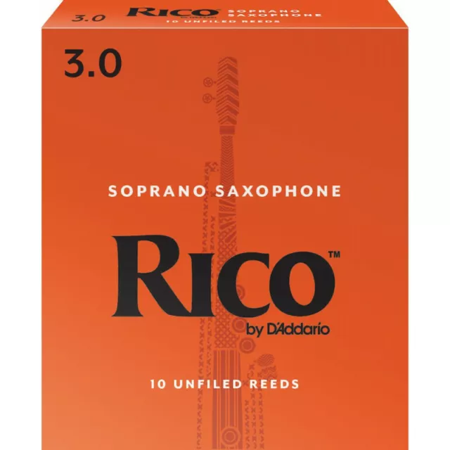 D'Addario RIA1030 - Anches saxophone soprano, force 3.0, boîte de 10