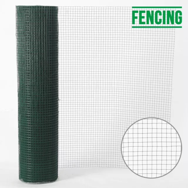 Green PVC Coated Chicken Wire Mesh 30M Fencing Garden Barrier Metal Fence