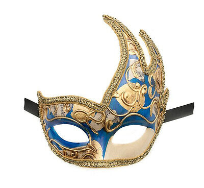 Mask from Venice Wolf Colombine Swan Musica Blue Authentic Venetian 419