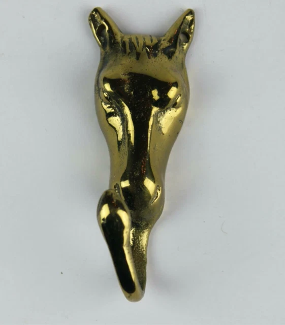 Vintage Horse Head Brass Wall Hook Equestrian