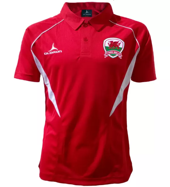 Olorun Wales Football Supporters Polo Shirt - Red/White - S-3XL