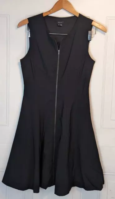 THEORY BONBI W Mini Dress A-Line Sleeveless Full Zip Front Black Sz4 S
