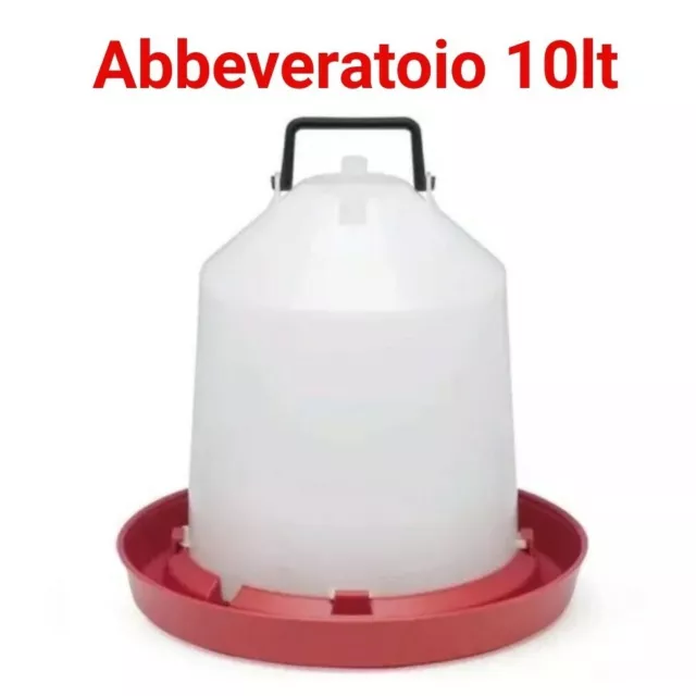 ABBEVERATOIO DA10 LITRI AUTOMATICO PER GALLINE POLLI PULCINI IN PLASTICA c/manic