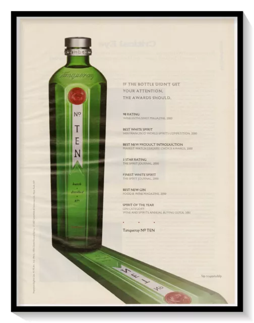 Tanqueray No Ten Batch Distilled Gin Vintage 2001 Print Magazine Liquor Ad