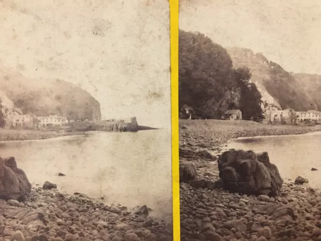 Rare Clovelly  c.1860s Early Photo 'Burning Rock'  & Harbour Devon Britton Sons 2