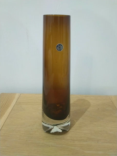 Vintage Aseda brown glass vase "skol" by Bo Borgstrom  Swedish 21cm tall