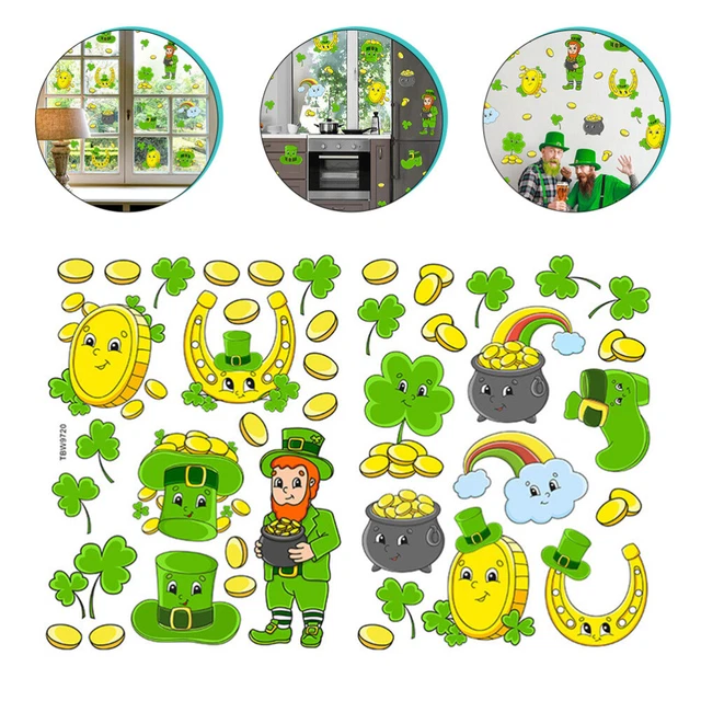 Pegatina de San Patricio PVC Patricks Day tatuaje de pared Patrick etiqueta de asedio verde