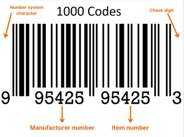 1000 Universal Product Codes for Ebay Amazon Shopiy Etsy