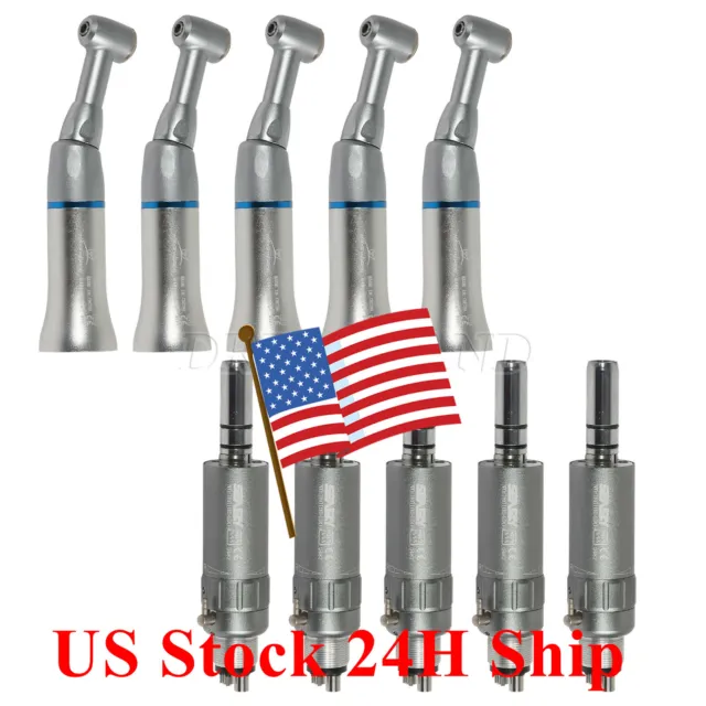 5 Kits USPS! Dental Low Speed Push Contra Angle & Air Motor 4H Micromotor EX203C
