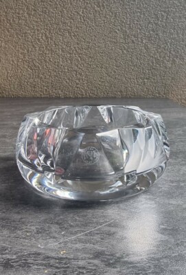 MAGNIFIQUE VIDE POCHE CENDRIER BOUGEOIR PORTE BOUGIE CRISTAL SIGNE DAUM FRANCE 