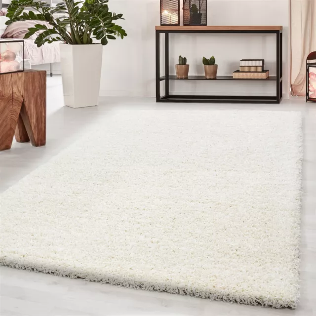 Shaggy-Teppich Wohnzimmer Schlafzimmer Hochflorteppich UNI Cream 60x110 cm