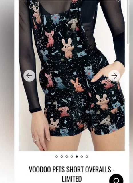 Blackmilk Voodoo Pets Overall Shorts, Unworn, Sz L, Black Milk Animals Blackmilk Voodoo Pets Overall Shorts, Unworn, Sz L, Black Milk Animals