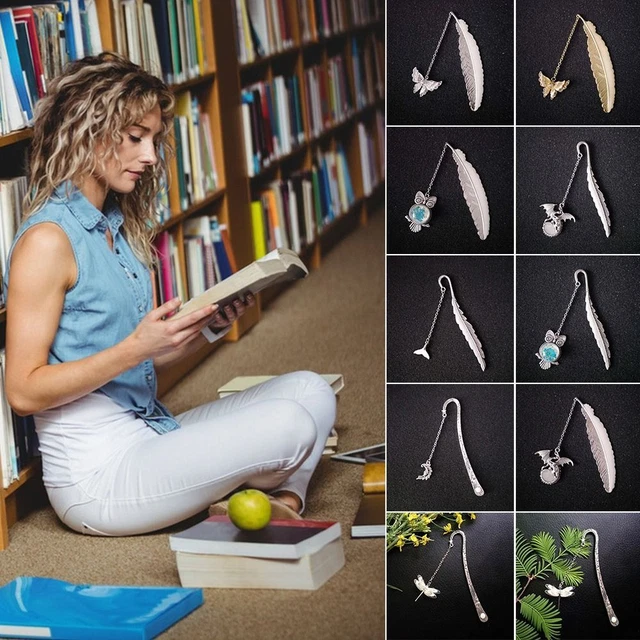 Metal Bookmark Luminous Book Clip Feather Book Marks  Reading Enthusiasts